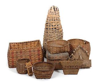 Nine East Coast Native Baskets Height of tallest 36 inches.