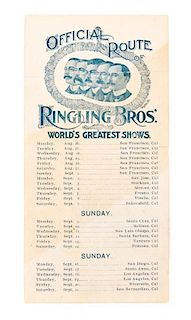 (CIRCUS) RINGLING BROTHERS 6 1/2 x 3 1/4 inches.
