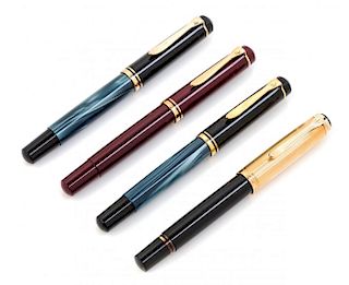 A Collection of Four Pelikan Souveran M400 Fountain Pens Length of each 5 inches.