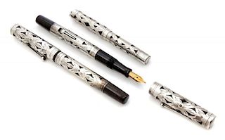 A Group of Two Vintage '452' Waterman Fountain Pens Length of each 5 3/8 inches.