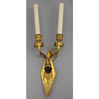 Figural French Bagues Gilt Bronze Sconce
