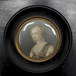 Antique Signed Miniature Portrait of a Woman