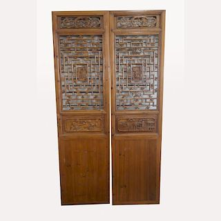 Pair of Antique Asian Carved Screens