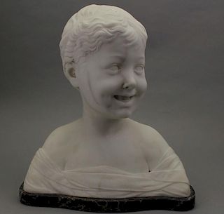 Antique Marble Bust of Smiling Boy