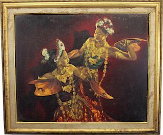Signed, 20th C. Painting of Southeast Asian Women