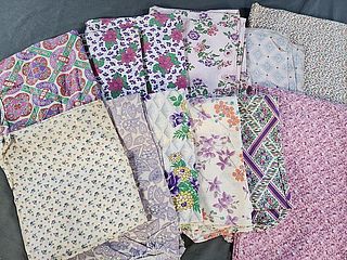 12 Vintage Printed Feedsacks - Purple - Group J