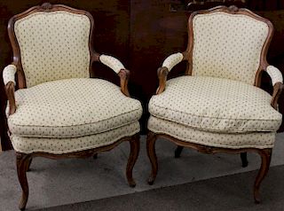 Pair of Louis XV Carved Arm Chairs, Sotheby's