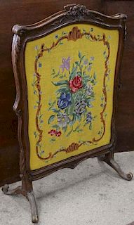 Antique Louis XV Carved Walnut Fire Screen