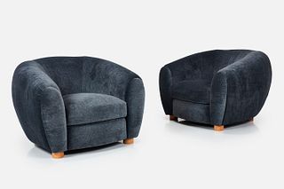 Jean Royere Style, 'Polar' Lounge Chairs (2)