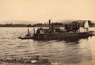 ENGLAND. Stagecoach on the Bowness Ferry, Windermere, Lake District. c1880