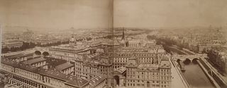 FRANCE. Two part panorama of Paris,looking west from the Notre Dame Cathedral.  c1880