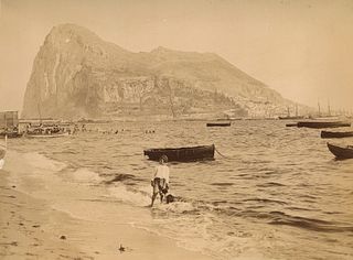 GIBRALTAR. The Rock of Gibraltar from Algeciras, Spain. C1880.