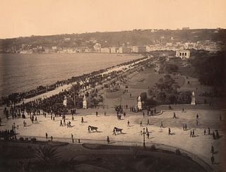 ITALY. Busy Event along the Shore in Naples. c1880