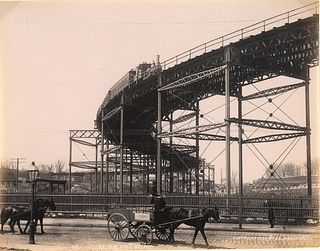 UNITED STATES. The elevated railroad at 110th. Street, New York. c1895