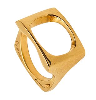 Cartier Paris 1970 By Dinh Van Sculptural Cushion Oval Ring In 18K Gold