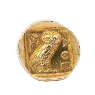 18 Kt Gold Athena Owl Ring