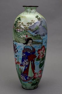 20th C. Japanese Enameled/Bronze Vase