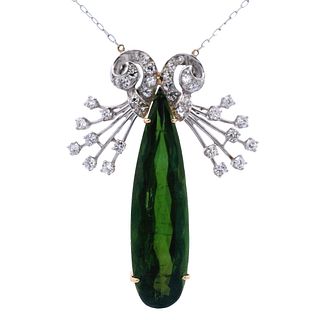 24.45 Ctw in Tourmaline and Diamonds 18kt Gold Necklace