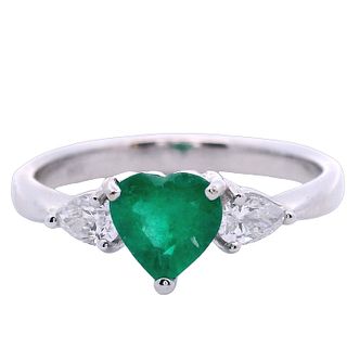 Heart Ring in 18kt Gold with Emerald and Diamonds