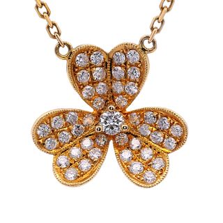 1.90 Cts Diamonds Clover Pendant necklace in 14k Gold
