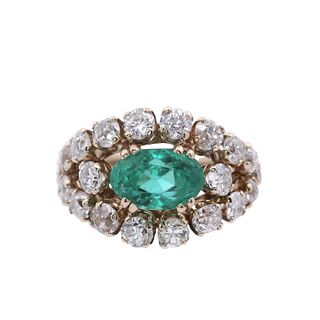 5.25 Ctw in Diamonds and Emerald 18k Gold Ring