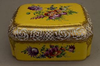 Antique European Porcelain Floral Box