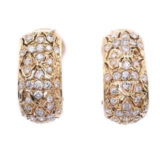 18k Gold Earrings with 1.30 Cts in Diamonds
