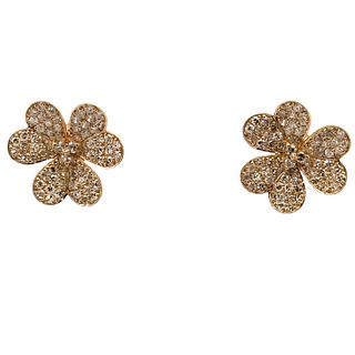1.45 Cts in Diamonds 14kt Gold Clover Earrings
