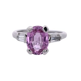1.90 Ctw in Pink Sapphire and Diamonds Platinum Ring