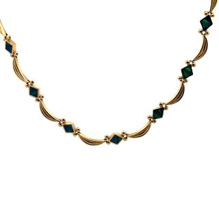 14kt yellow Gold Necklace with Black Opals