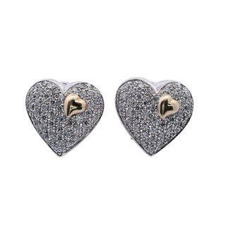 Le-Gi Italian 18k Gold & 2.70 cts Diamond Heart Earrings