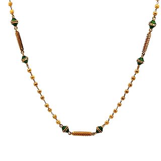 21 Kt yellow Gold Chain Necklace with Enamel