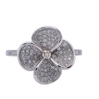 18kt Gold flower Ring with Diamonds