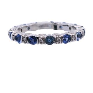 1.50 Ctw in Sapphires and Diamonds 14kt Gold Eternity Band Ring