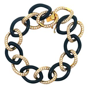 18kt Gold Bracelet with Onyx and Diamonds