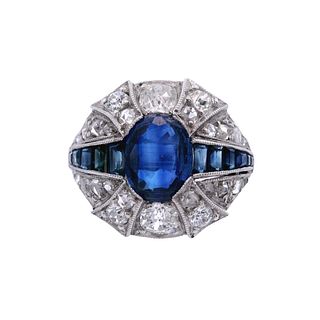 Platinum Cocktail Ring with Sapphires and Diamonds