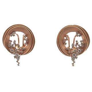 Designed 18kt Rose Gold Earrings with Diamonds