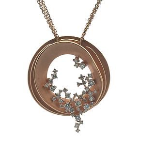 Designed 18kt Rose Gold Pendant Necklace with Diamonds