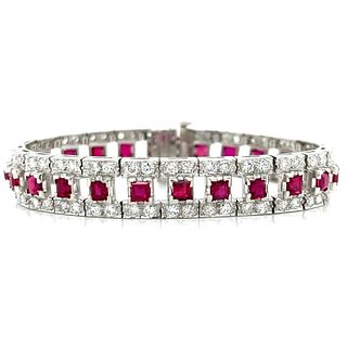 Platinum Ruby & Diamond Bracelet