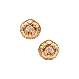 Bvlgari Roma Clips Earrings In 18Kt Yellow Gold With 2.88 Cts In VS Diamonds