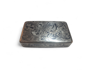 Russian 84 Silver Niello snuff Box, Ivan Vasilyev Volkov 1848-187