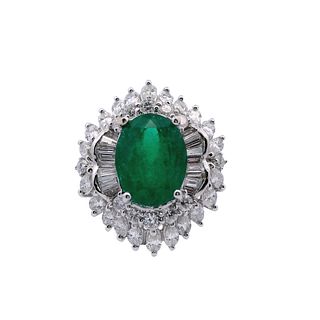 6.40 Ctw in Emerald and Diamonds18k Gold Ring