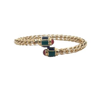 14k Gold Bangle with color stones