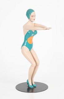 Vintage Towel Holder, Modeled as a Female Swimmer 