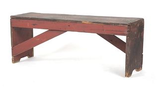 American Country Red-Painted Softwood Bench