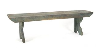 American Country Green-Painted Pine Mortise Bench