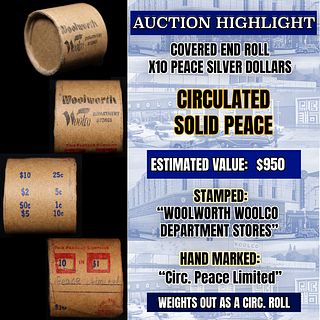 *EXCLUSIVE* x10 Morgan Covered End Roll! Marked "Peace Limited"! - Huge Vault Hoard  (FC)