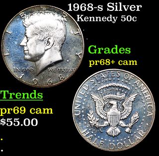 Proof 1968-s Kennedy Half Dollar Silver 50c Grades GEM++ Proof Cameo