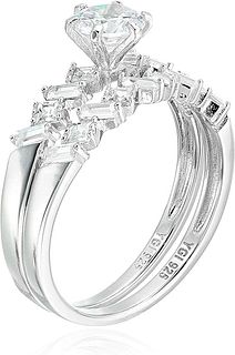 Decadence Sterling SIlver 5mm Round Cut Wedding Set With Multi Cut bands Size 9