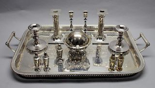 (12) Assorted Silver Plate Items w/ Tray